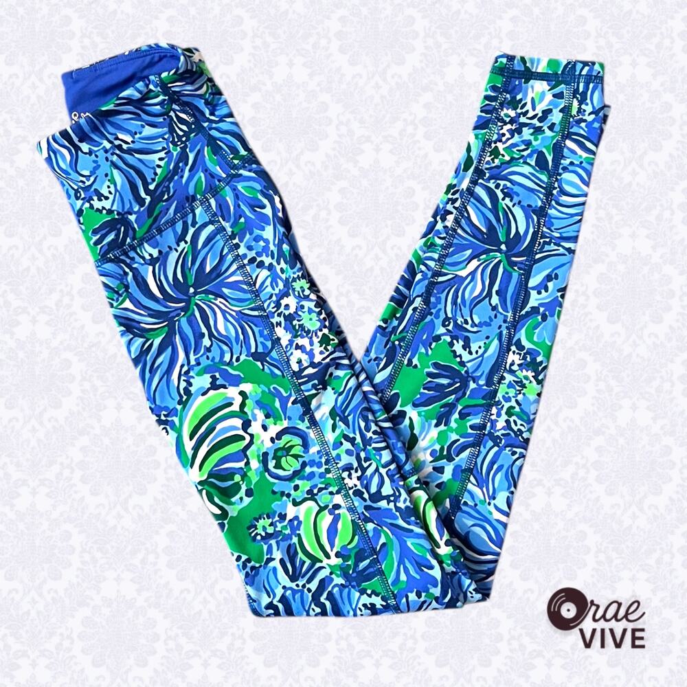 Lilly Pulitzer XXS Luxletic Weekender Midi Leggings Turtle Awe 24" UPF 50+